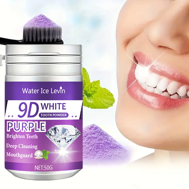 Teeth Whitening Q&M - 9D White Purple Toothpowder. Brighten Teeth,