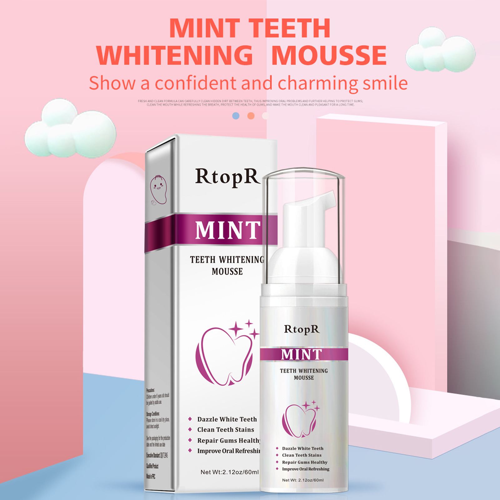 Teeth Whitening Mousse Mint Fo - Teeth Whitening Baking Soda 评论和价格