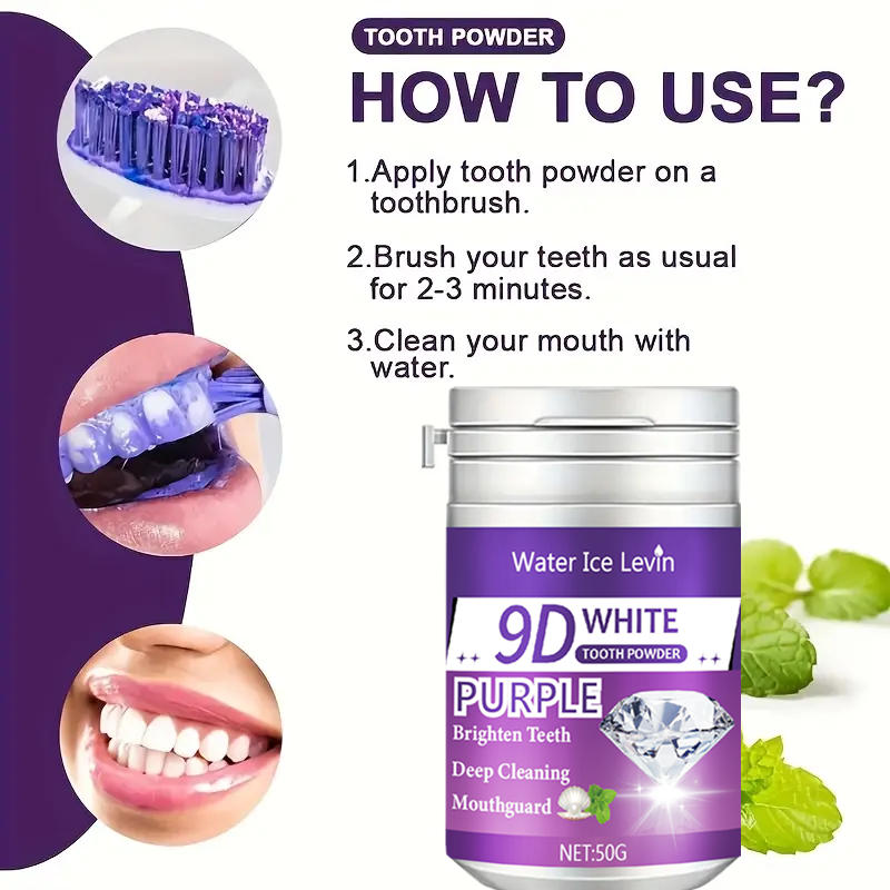 9D White Purple Toothpowder. B - Teeth Whitening Q&M 评论和价格