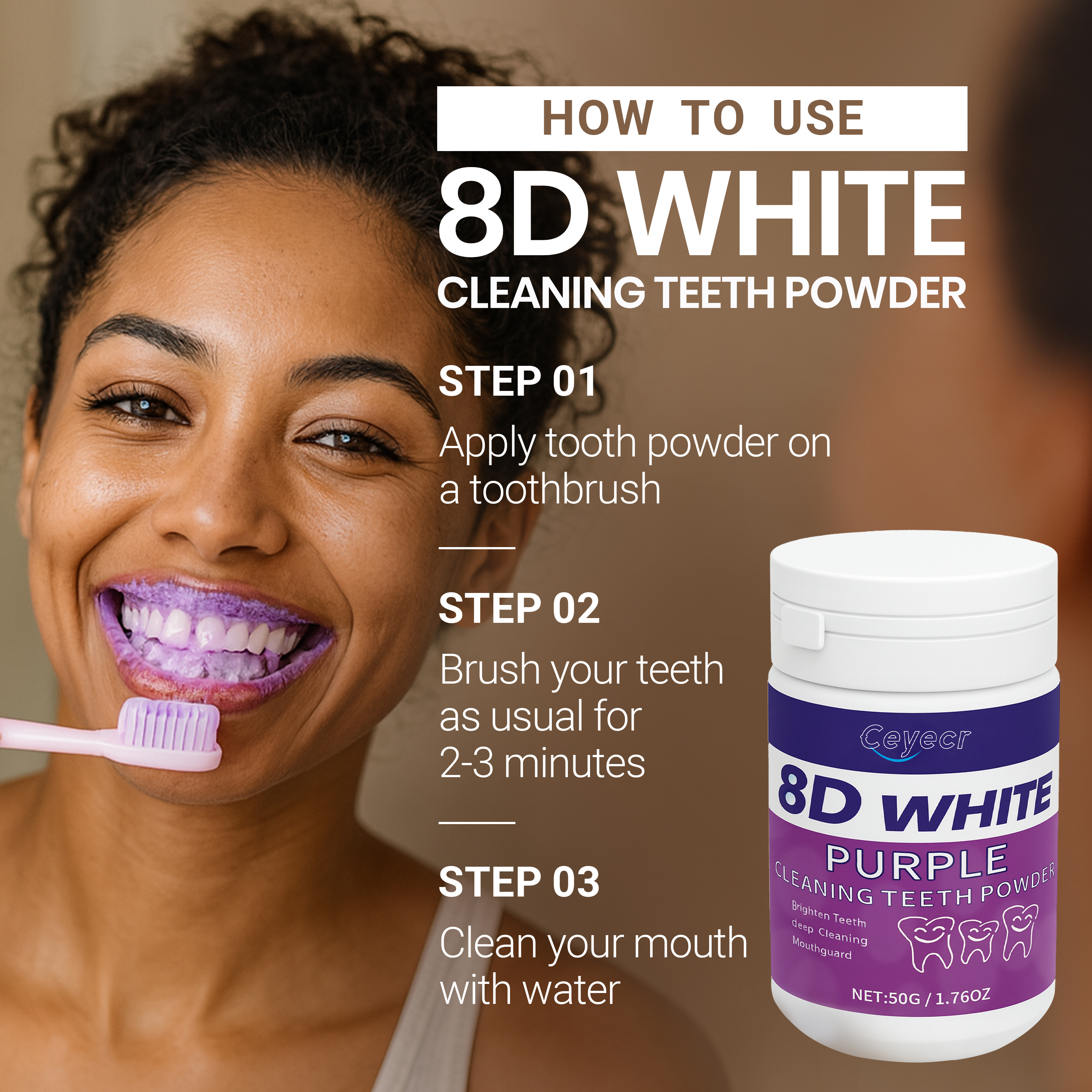 8D white Teeth Whitening Powde - Teeth Whitening Q&M 评论和价格