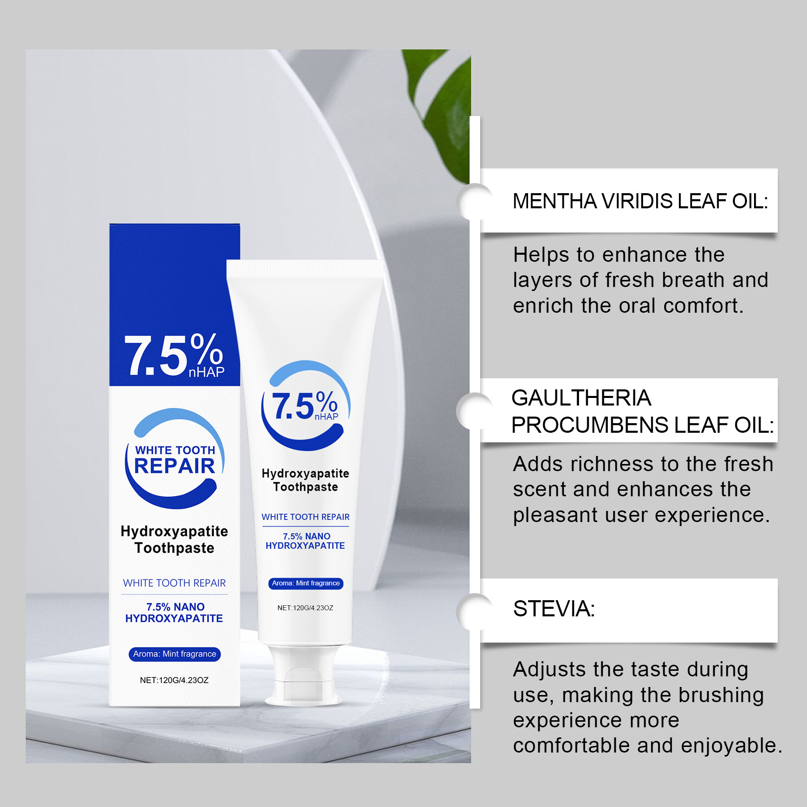 7.5% Hydroxyapatite Peppermint - Teeth Whitening Paste 评论和价格